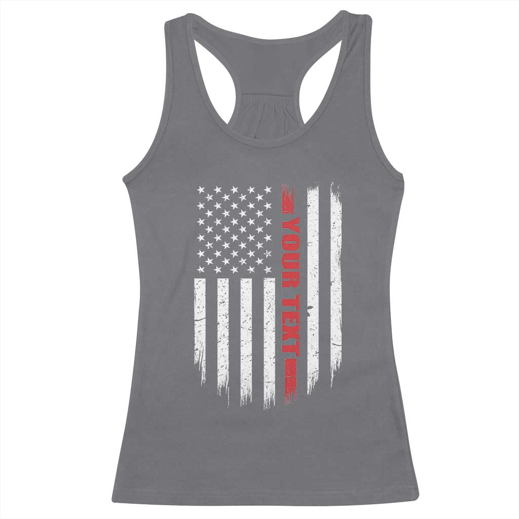 Personalized Firefighter Racerback Tank Top Custom Text Name Vintage American Flag Patriot Fireman Gift TS11 Charcoal Print Your Wear