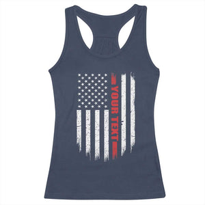 Personalized Firefighter Racerback Tank Top Custom Text Name Vintage American Flag Patriot Fireman Gift TS11 Navy Print Your Wear