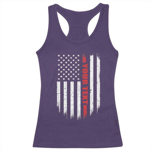 Personalized Firefighter Racerback Tank Top Custom Text Name Vintage American Flag Patriot Fireman Gift TS11 Purple Print Your Wear