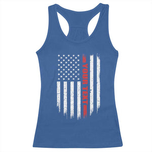 Personalized Firefighter Racerback Tank Top Custom Text Name Vintage American Flag Patriot Fireman Gift TS11 Royal Blue Print Your Wear