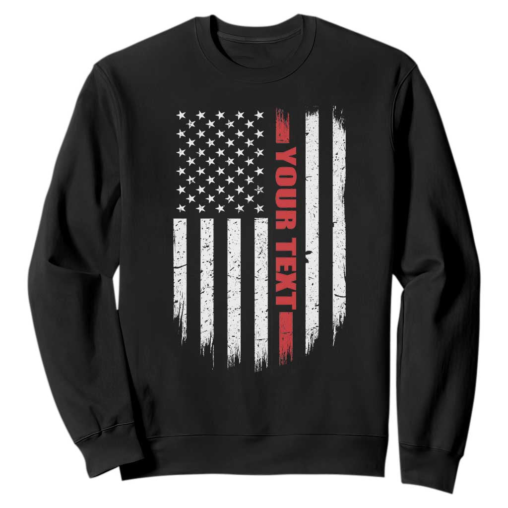 Personalized Firefighter Sweatshirt Custom Text Name Vintage American Flag Patriot Fireman Gift TS11 Black Print Your Wear