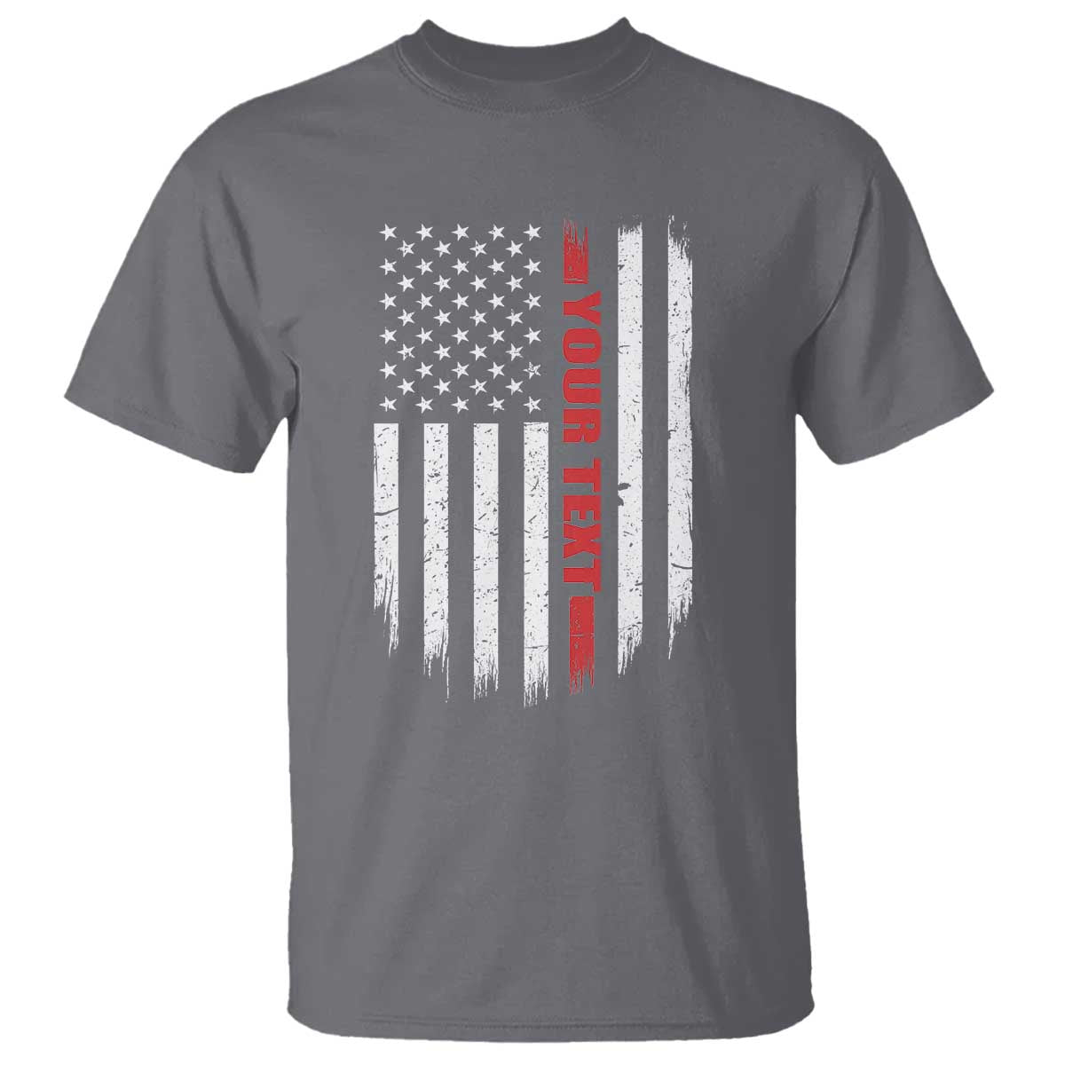 Personalized Firefighter T Shirt Custom Text Name Vintage American Flag Patriot Fireman Gift TS11 Charcoal Print Your Wear