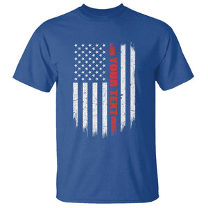 Personalized Firefighter T Shirt Custom Text Name Vintage American Flag Patriot Fireman Gift TS11 Royal Blue Print Your Wear