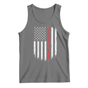 Personalized Firefighter Tank Top Custom Text Name Vintage American Flag Patriot Fireman Gift TS11 Black Heather Print Your Wear