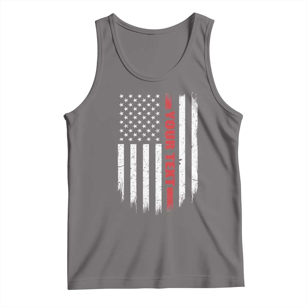 Personalized Firefighter Tank Top Custom Text Name Vintage American Flag Patriot Fireman Gift TS11 Deep Heather Print Your Wear