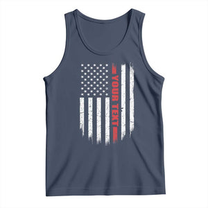 Personalized Firefighter Tank Top Custom Text Name Vintage American Flag Patriot Fireman Gift TS11 Navy Print Your Wear