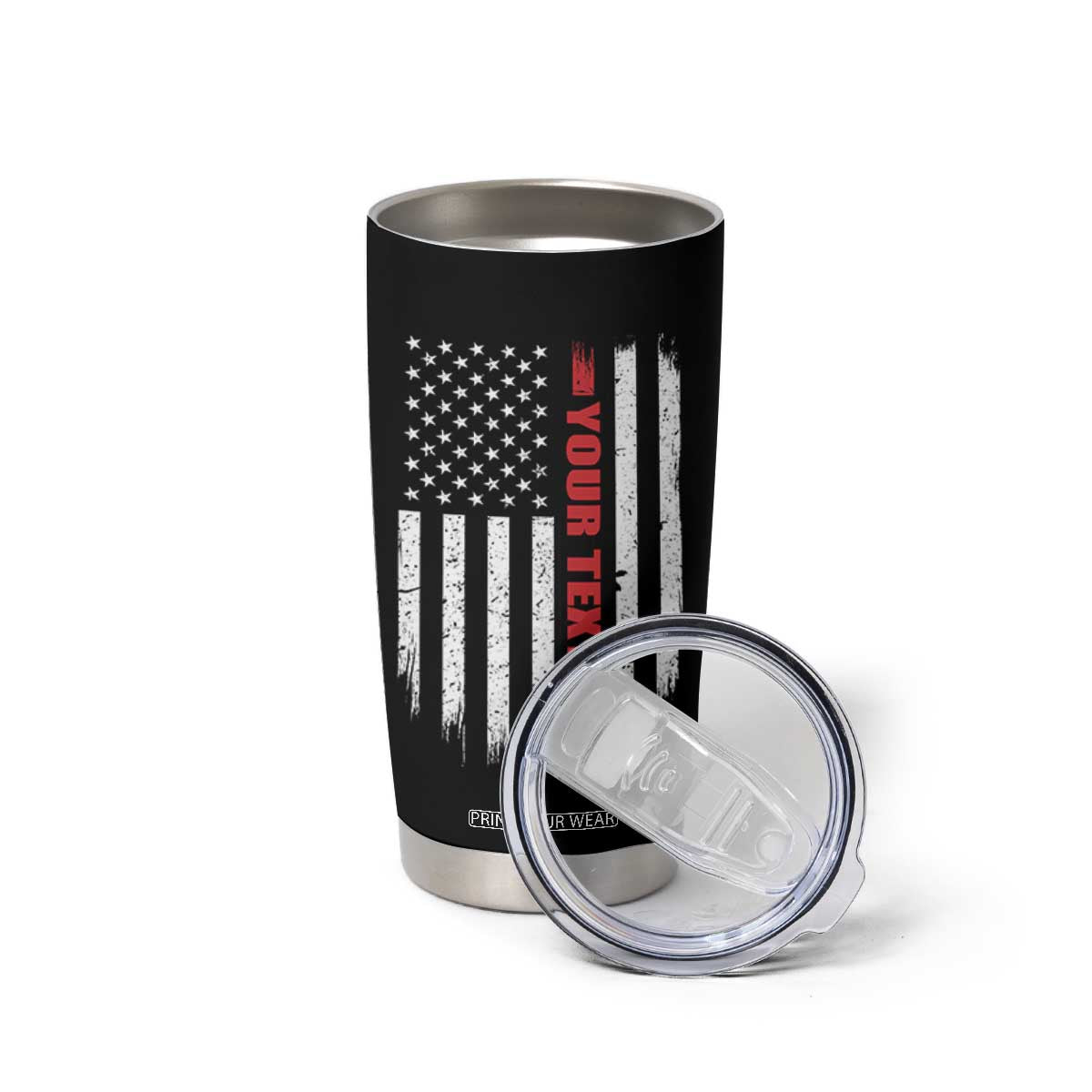 Personalized Firefighter Tumbler Cup Custom Text Name Vintage American Flag Patriot Fireman Gift TS11 Print Your Wear