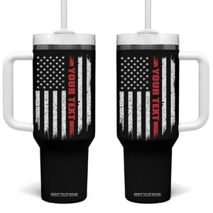 Personalized Firefighter Tumbler With Handle Custom Text Name Vintage American Flag Patriot Fireman Gift TS11 One Size: 40 oz Black Print Your Wear