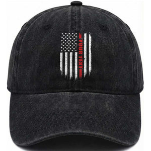 Personalized Firefighter Washed Cotton Baseball Cap Custom Text Name Vintage American Flag Patriot Fireman Gift TS11 Print Your Wear