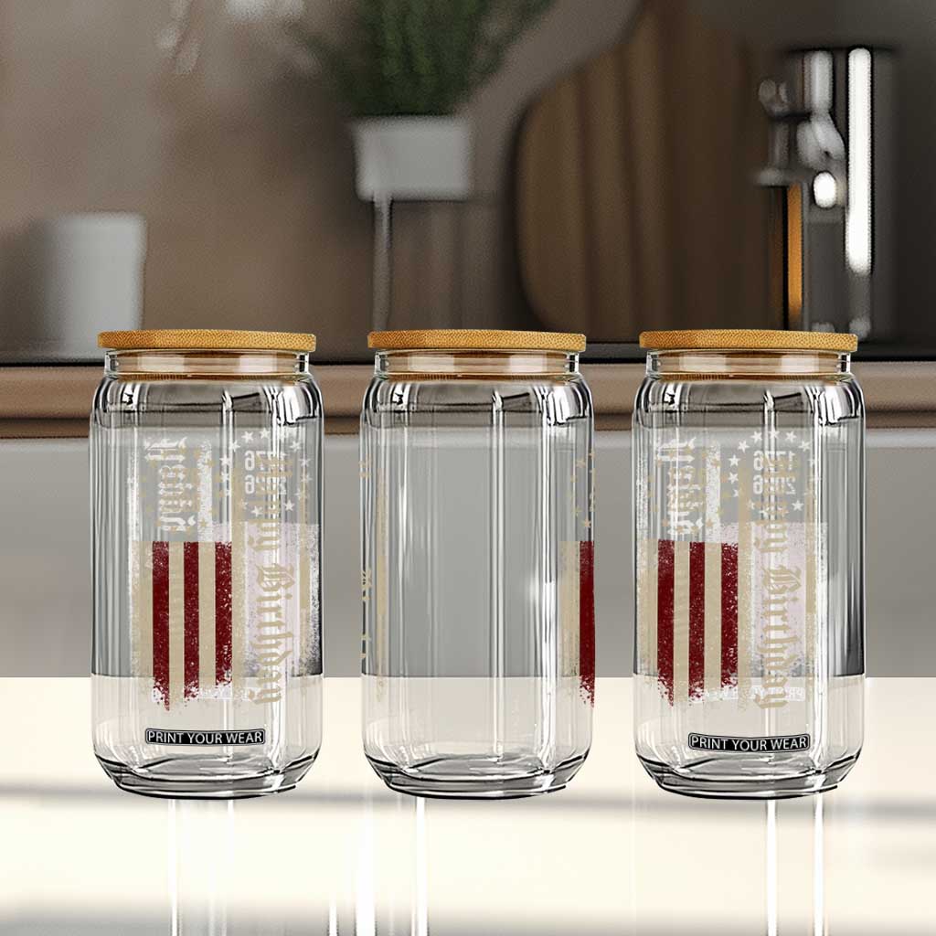 250th Birthday US July 4th 1776 2026 American Flag Glass Can TS11 Print Your Wear