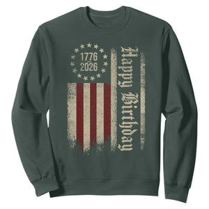 250th Birthday US July 4th 1776 2026 American Flag Sweatshirt TS11 Dark Forest Green Print Your Wear