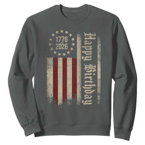 250th Birthday US July 4th 1776 2026 American Flag Sweatshirt TS11 Dark Heather Print Your Wear