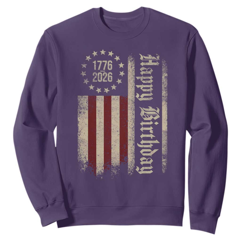 250th Birthday US July 4th 1776 2026 American Flag Sweatshirt TS11 Purple Print Your Wear