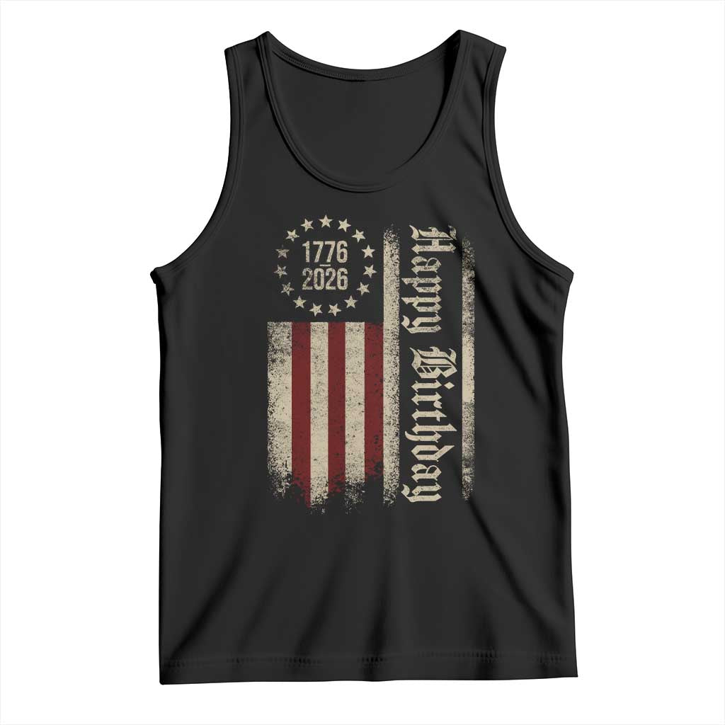 250th Birthday US July 4th 1776 2026 American Flag Tank Top TS11 Black Print Your Wear
