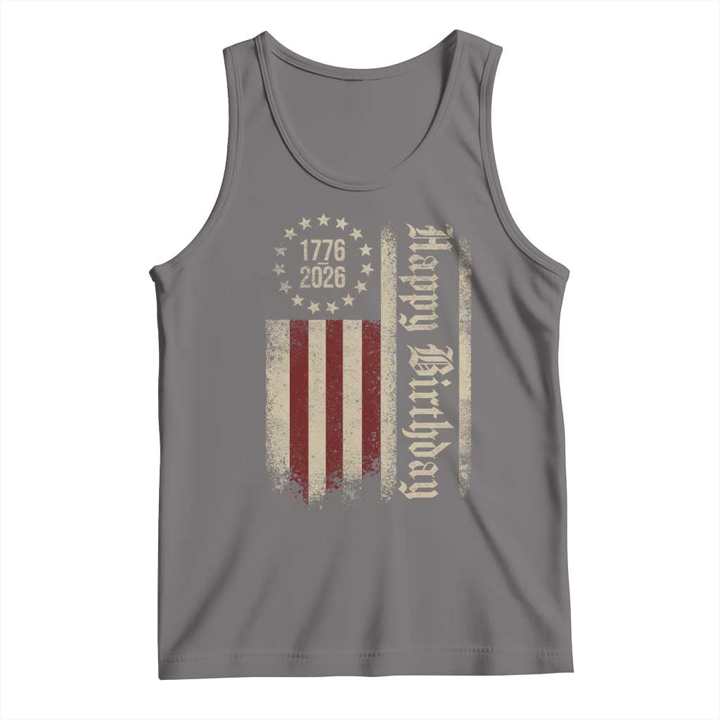 250th Birthday US July 4th 1776 2026 American Flag Tank Top TS11 Deep Heather Print Your Wear
