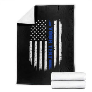 Personalized Police Throw Blanket Custom Text Name Vintage American Flag Law Enforcement Gift TS11 Black Print Your Wear