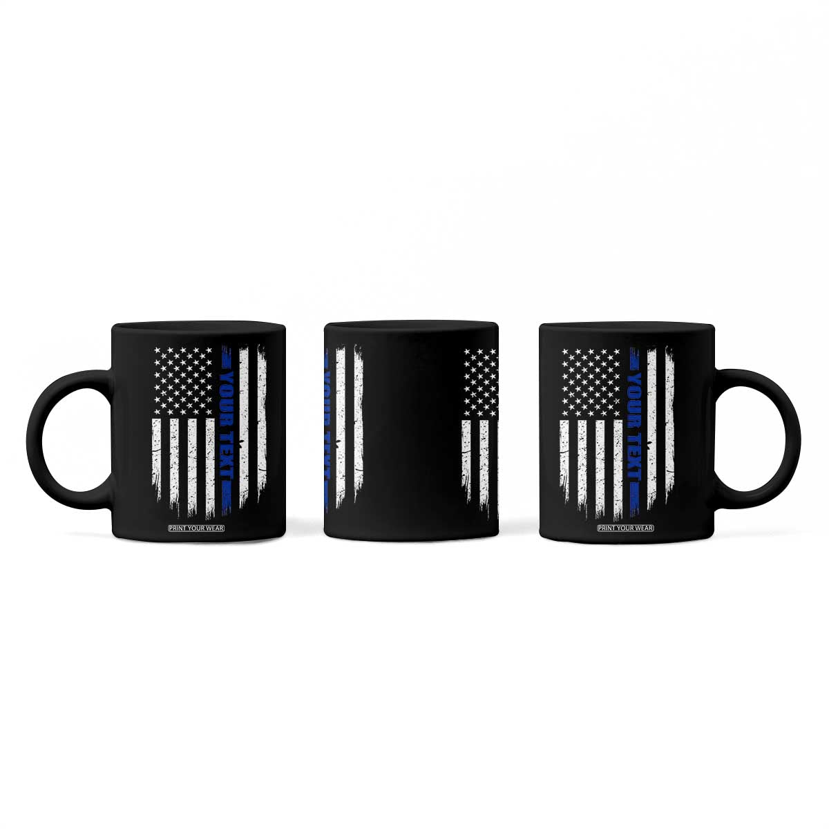 Personalized Police Coffee Mug Custom Text Name Vintage American Flag Law Enforcement Gift TS11 Print Your Wear