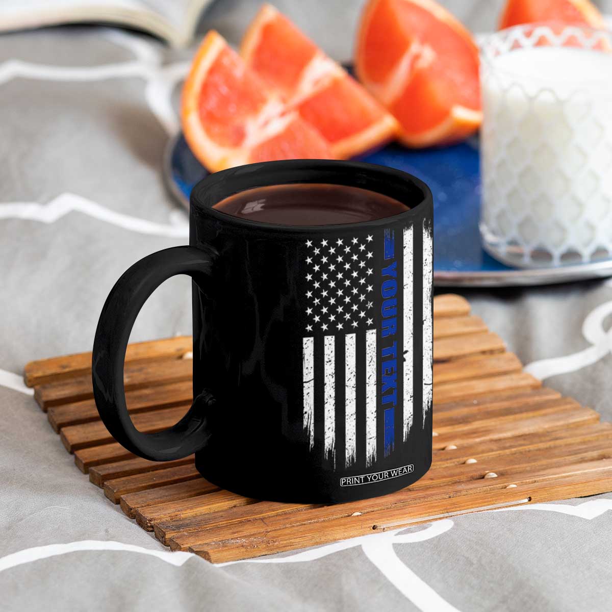 Personalized Police Coffee Mug Custom Text Name Vintage American Flag Law Enforcement Gift TS11 Print Your Wear