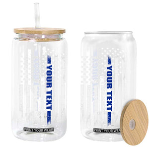 Personalized Police Glass Can Custom Text Name Vintage American Flag Law Enforcement Gift TS11 Print Your Wear