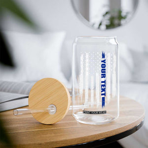 Personalized Police Glass Can Custom Text Name Vintage American Flag Law Enforcement Gift TS11 Print Your Wear