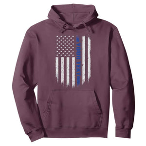 Personalized Police Hoodie Custom Text Name Vintage American Flag Law Enforcement Gift TS11 Maroon Print Your Wear