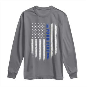 Personalized Police Long Sleeve Shirt Custom Text Name Vintage American Flag Law Enforcement Gift TS11 Charcoal Print Your Wear