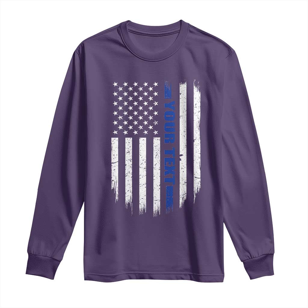 Personalized Police Long Sleeve Shirt Custom Text Name Vintage American Flag Law Enforcement Gift TS11 Purple Print Your Wear