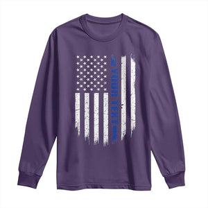 Personalized Police Long Sleeve Shirt Custom Text Name Vintage American Flag Law Enforcement Gift TS11 Purple Print Your Wear