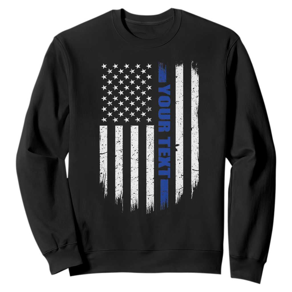 Personalized Police Sweatshirt Custom Text Name Vintage American Flag Law Enforcement Gift TS11 Black Print Your Wear