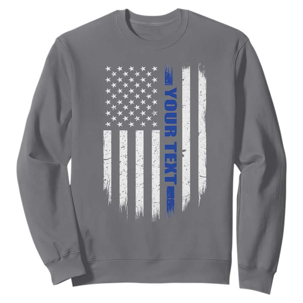 Personalized Police Sweatshirt Custom Text Name Vintage American Flag Law Enforcement Gift TS11 Charcoal Print Your Wear