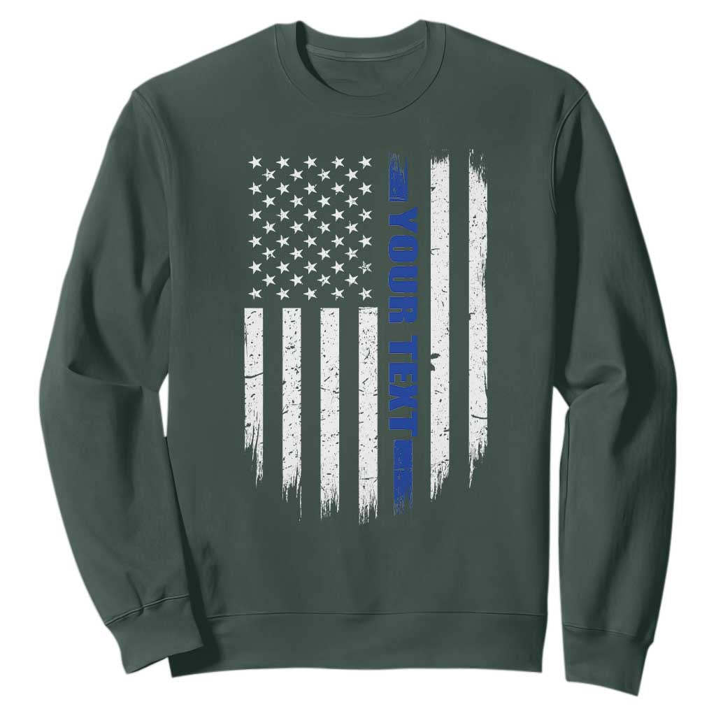 Personalized Police Sweatshirt Custom Text Name Vintage American Flag Law Enforcement Gift TS11 Dark Forest Green Print Your Wear