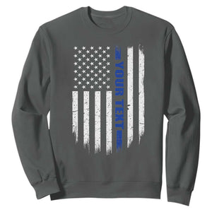 Personalized Police Sweatshirt Custom Text Name Vintage American Flag Law Enforcement Gift TS11 Dark Heather Print Your Wear
