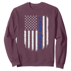 Personalized Police Sweatshirt Custom Text Name Vintage American Flag Law Enforcement Gift TS11 Maroon Print Your Wear