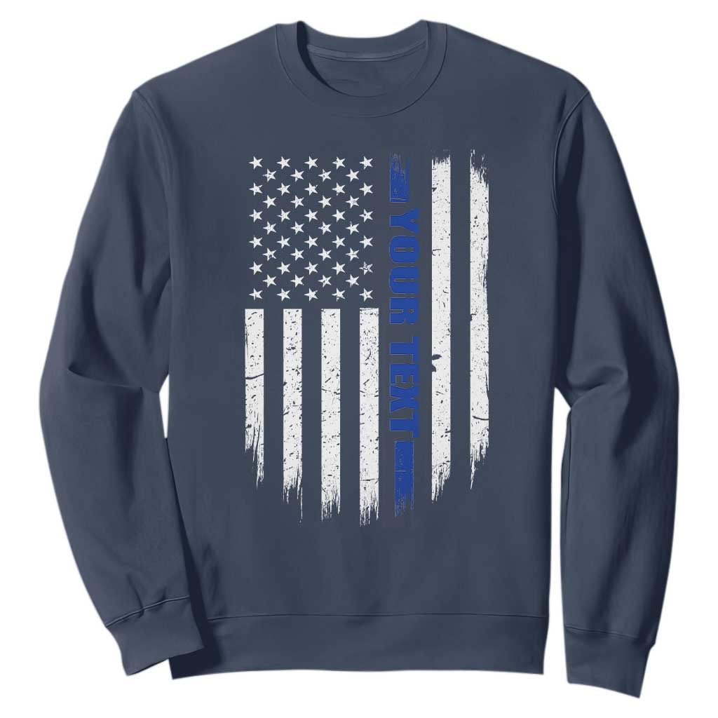Personalized Police Sweatshirt Custom Text Name Vintage American Flag Law Enforcement Gift TS11 Navy Print Your Wear
