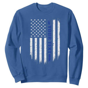 Personalized Police Sweatshirt Custom Text Name Vintage American Flag Law Enforcement Gift TS11 Royal Blue Print Your Wear