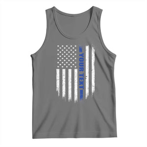 Personalized Police Tank Top Custom Text Name Vintage American Flag Law Enforcement Gift TS11 Black Heather Print Your Wear