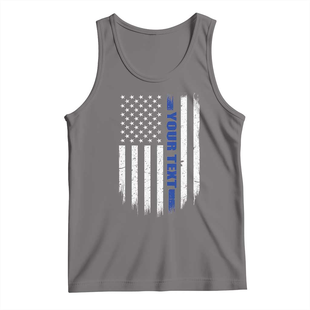 Personalized Police Tank Top Custom Text Name Vintage American Flag Law Enforcement Gift TS11 Deep Heather Print Your Wear