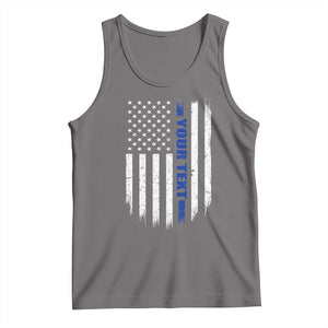 Personalized Police Tank Top Custom Text Name Vintage American Flag Law Enforcement Gift TS11 Deep Heather Print Your Wear