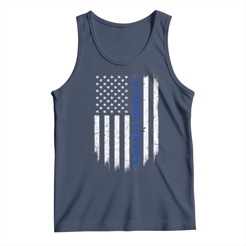 Personalized Police Tank Top Custom Text Name Vintage American Flag Law Enforcement Gift TS11 Navy Print Your Wear