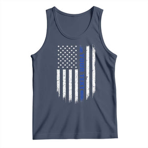 Personalized Police Tank Top Custom Text Name Vintage American Flag Law Enforcement Gift TS11 Navy Print Your Wear