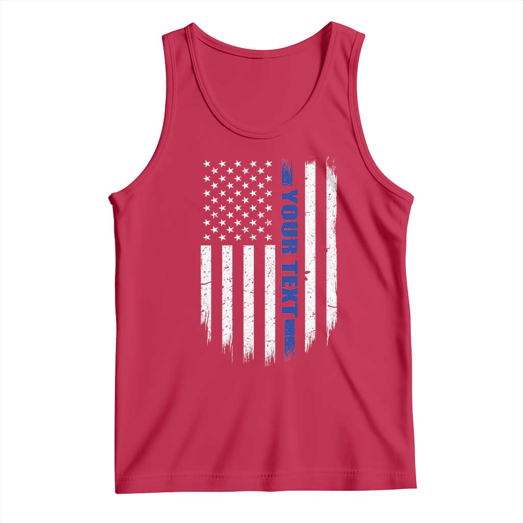Personalized Police Tank Top Custom Text Name Vintage American Flag Law Enforcement Gift TS11 Red Print Your Wear