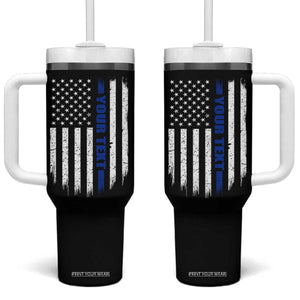 Personalized Police Tumbler With Handle Custom Text Name Vintage American Flag Law Enforcement Gift TS11 One Size: 40 oz Black Print Your Wear