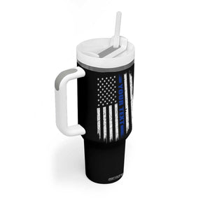Personalized Police Tumbler With Handle Custom Text Name Vintage American Flag Law Enforcement Gift TS11 Print Your Wear
