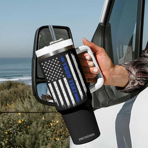 Personalized Police Tumbler With Handle Custom Text Name Vintage American Flag Law Enforcement Gift TS11 Print Your Wear