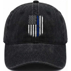 Personalized Police Washed Cotton Baseball Cap Custom Text Name Vintage American Flag Law Enforcement Gift TS11 Print Your Wear