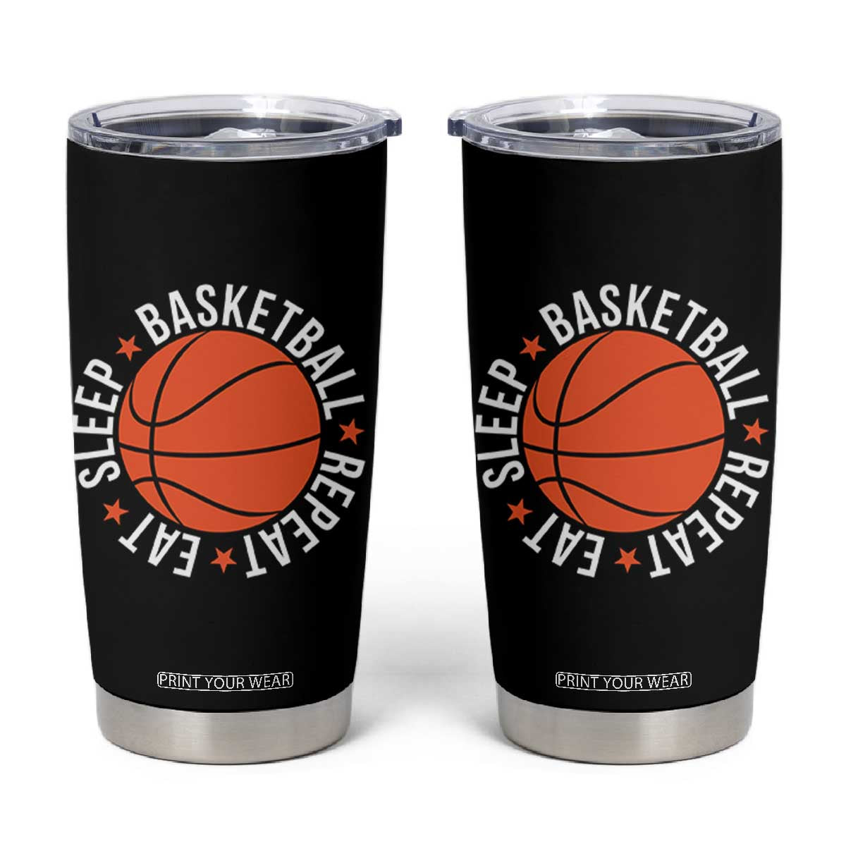 Basketball Lover Tumbler Cup Eat Sleep Basketball Repeat TS11 Black Print Your Wear