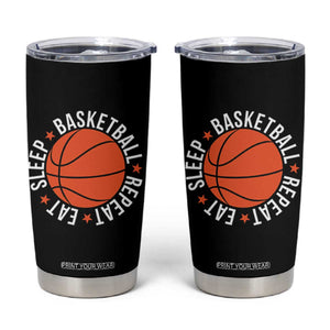 Basketball Lover Tumbler Cup Eat Sleep Basketball Repeat TS11 Black Print Your Wear