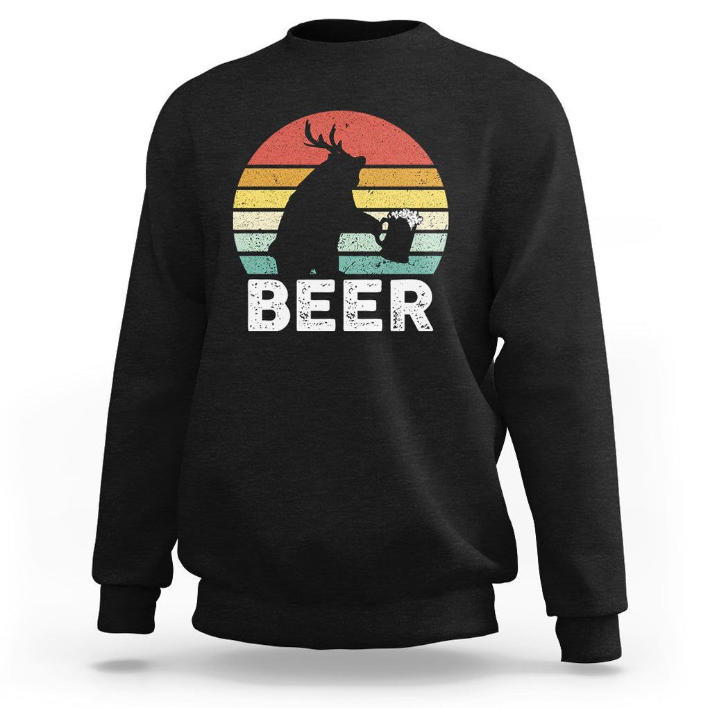 Funny Bear Deer Sweatshirt Vintage Retro Beer Mug TS11 Black Print Your Wear