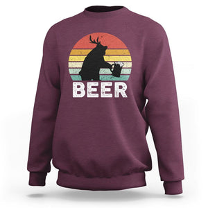 Funny Bear Deer Sweatshirt Vintage Retro Beer Mug TS11 Maroon Print Your Wear