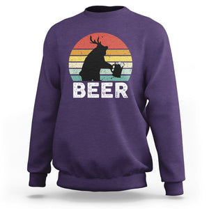 Funny Bear Deer Sweatshirt Vintage Retro Beer Mug TS11 Purple Print Your Wear